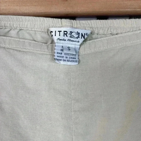 Citron Santa Monica Pants Small Cropped Ivory Cream Silk Cotton Sz S - Picture 5 of 9